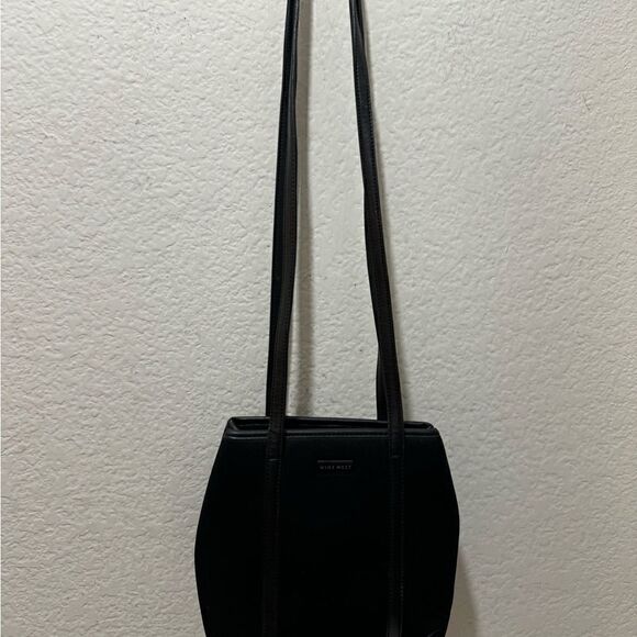 Nine West Small Black Purse Shoulder canvas leather trim Bag - Picture 2 of 10